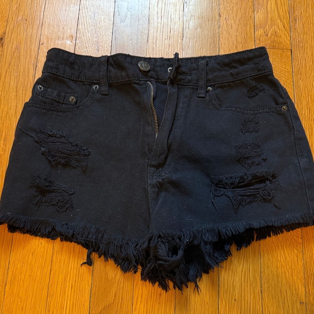 BDG Black Ripped Jean Shorts